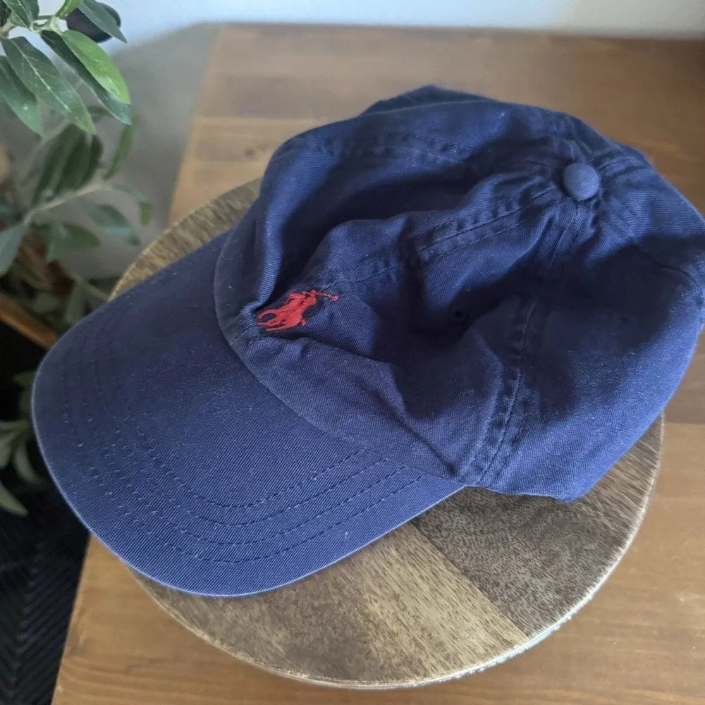 Y2K Polo Ralph Lauren Hat Navy Red Polo Chino Baseball Cap Adjustable Boys 8-20